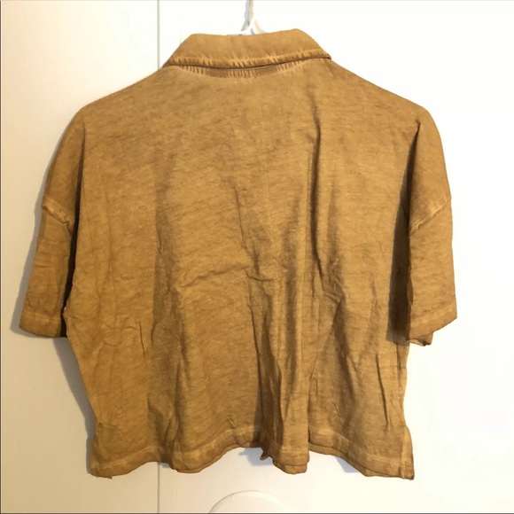 NWT Free People Crop Short Sleeve Copper Button Up - Picture 3 of 5